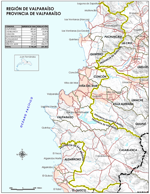 Provincia de Valparaíso Mapa Provincia de Valparaíso